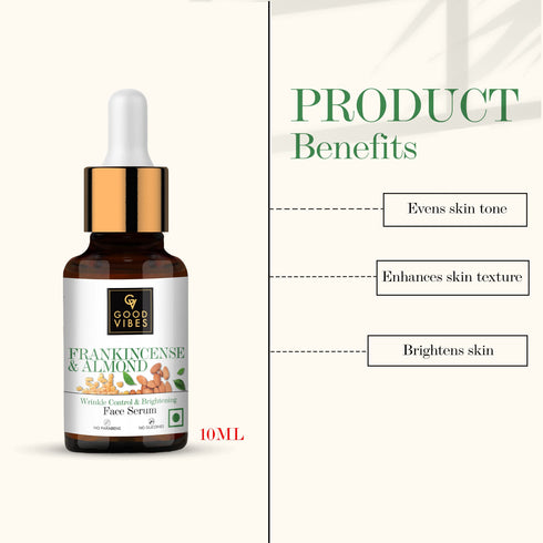 Good Vibes Frankincense & Almond Wrinkle Control & Brightening Serum 10ml