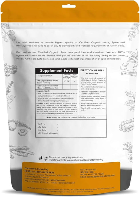 Just Jaivik Organic Brahmi Powder