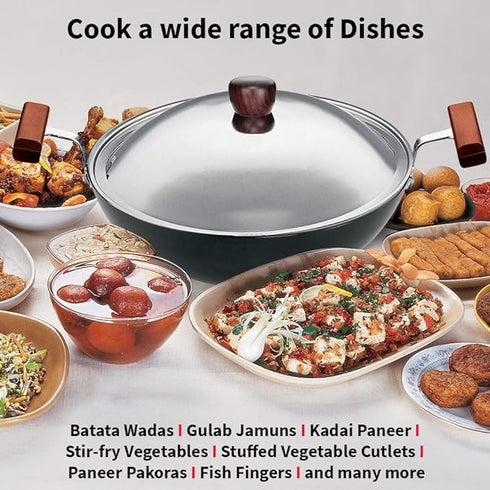 Hawkins Futura Hard Anodised Kadhai 22 cm Diameter with Lid 1.5 L (AK15S)