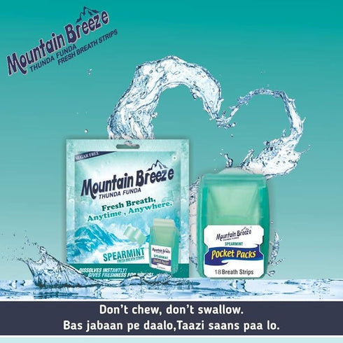 Mountain Breeze Sugar-Free Spearmint Fresh Breath Strips