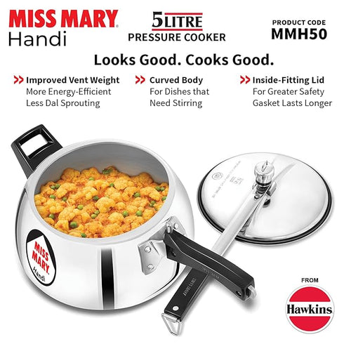 Hawkins Miss Mary Handi 5 L Aluminium Pressure Cooker (MMH50)