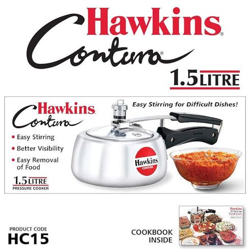 Hawkins Contura Pressure Cooker 1.5 Litre - Silver (HC15)