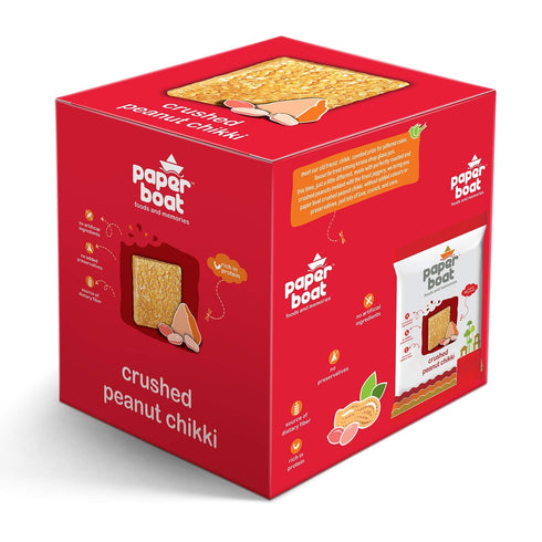 Paper Boat Crushed Peanut Chikki (50 Pieces 16gms Each)