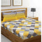 Cotton Double Bedsheet with 2 Pillow Covers - Yellow and Grey
