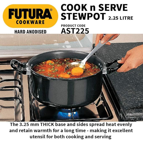 Hawkins Futura Hard Anodized Cook-n-Serve Stewpot 2.25 L with Lid (AST225)