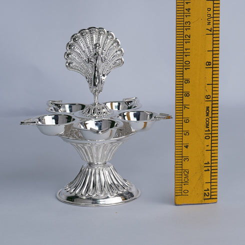 Pure Silver Panchmukhi Peacock Diya 107g