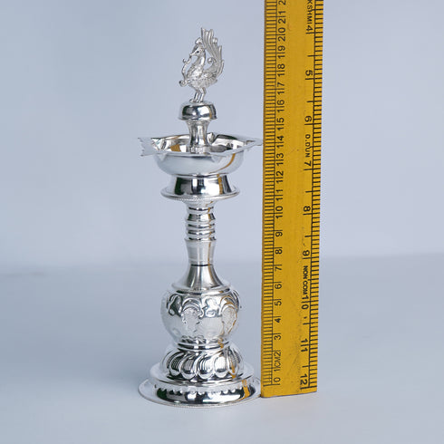 Pure Silver Peacock Design Lamp Stand Pair 276g