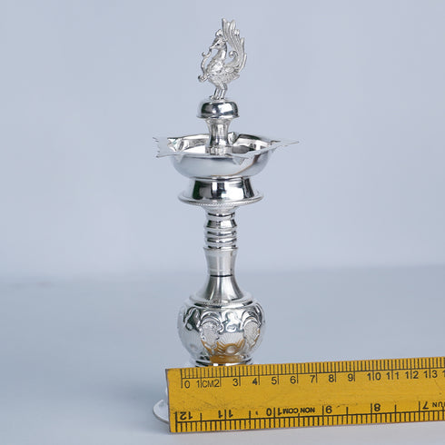 Pure Silver Peacock Design Lamp Stand Pair 276g