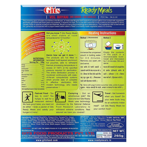 Gits Ready Meals Veg Biryani