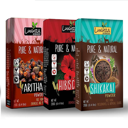 Luxura Sciences Natural Hair Care Hair Growth | Hibiscus + Aritha + Shikakai