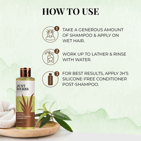 Just Herbs Aloe Vera and Wheatgerm Moisturising Shampoo For Men & Women 200ml