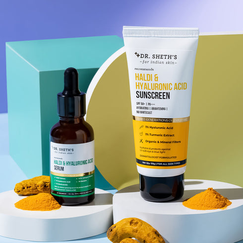 Dr. Sheth's Haldi and Hyaluronic Acid Correct and Sun Protect Duo