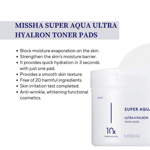 Missha Super Aqua Ultra Hyalron Toner Pads