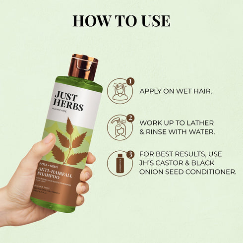 Just Herbs Amla and Neem Anti-Hairfall Shampoo For Men & Women 200ml