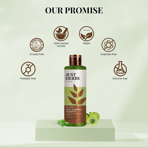Just Herbs Amla and Neem Anti-Hairfall Shampoo For Men & Women 200ml