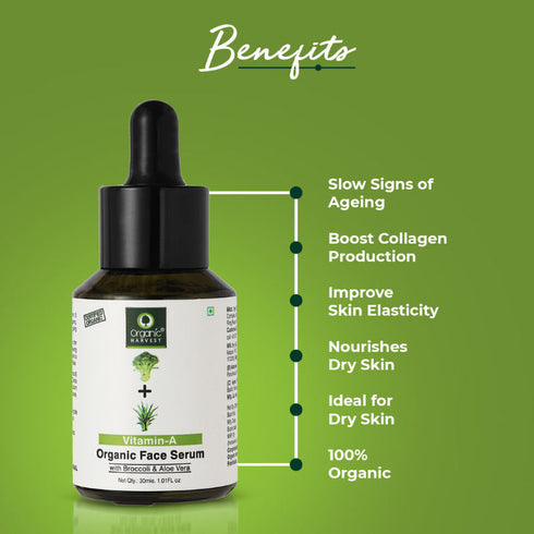 Organic Harvest Vitamin A Organic Face Serum with Broccoli & Aloe Vera