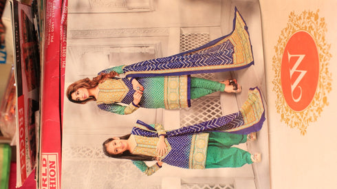 Jodi Set For Mother & Daughter Cotton Printed Chudidar Royal Blue, and Green