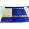 Pochampally Ikkat Silk Cream Color Saree With Dark Blue Color Border