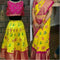 Pochampally Ikkat Silk Yellow With Pink Color Border Saree
