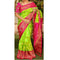 Pochampally Ikkat Silk Parrot Green Color Saree With Blue Color Border