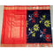 Pochampally Ikkat Silk Black Saree With Orange Border