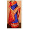 Pochampally Ikkat Silk Blue Saree With Orange Border