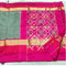Pochampally Ikkat Silk Ash Color Saree With Pink Color Border