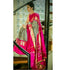 Pochampally Ikkat Silk Ash Color Saree With Pink Color Border