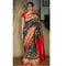 Pochampally Ikkat Silk Black With Red Color Saree With Color Border