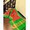 Pochampally Ikkat Silk Orange Color Saree With Parrot Green Color Border