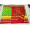 Pochampally Ikkat Silk Parrot Green With Red Color Saree With Color Border