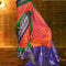 Pochampally Ikkat Silk Orange Color Saree With Violet Color Border