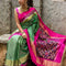 Pochampally Ikkat Silk Light Green Color Saree With Pink Color Border