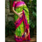 Pochampally Ikkat Silk Green Color Saree With Pink Color Border