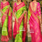 Pochampally Ikkat Silk Parrot Green Color Saree With Pink Color Border