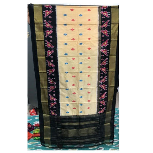 Pochampally White Color With Black Border Pochampally Design Dupatta