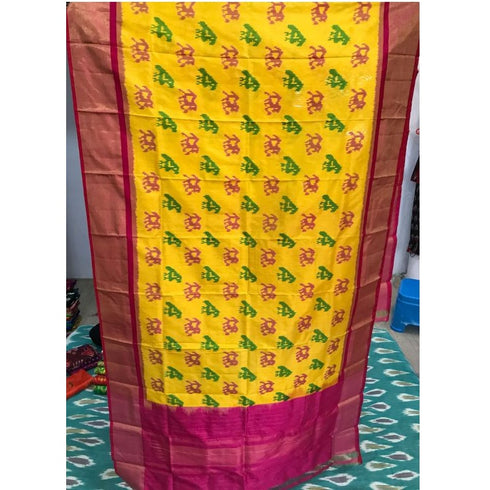 Pochampally Yellow And Pink Combination Dupatta