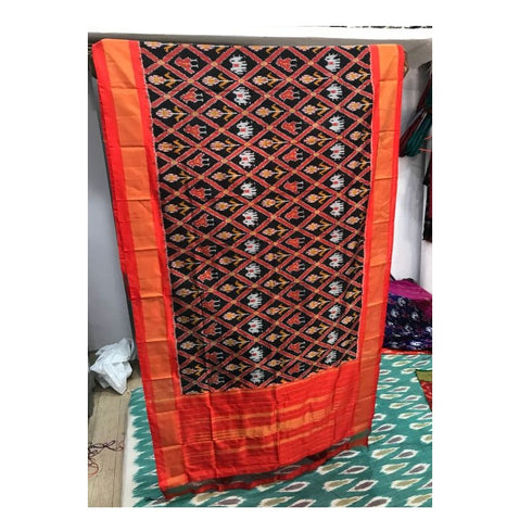 Pochampally Black, and Orange Combination Dupatta