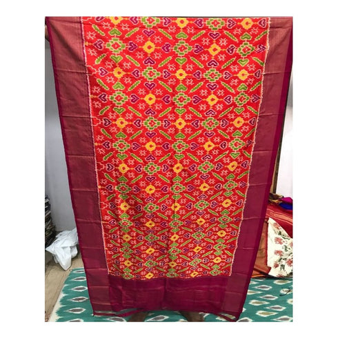 Pochampally Red And Dark Pink Combination Dupatta