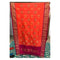 Pochampally Orange Color With Dark Pink Border Dupatta
