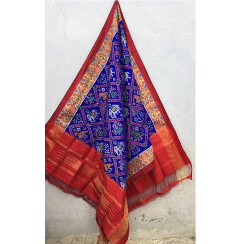 Pochampally Ikkat Blue, and Red Combination Dupatta
