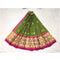 Pochampally Ikkat Green Lehenga With Pink Color Border