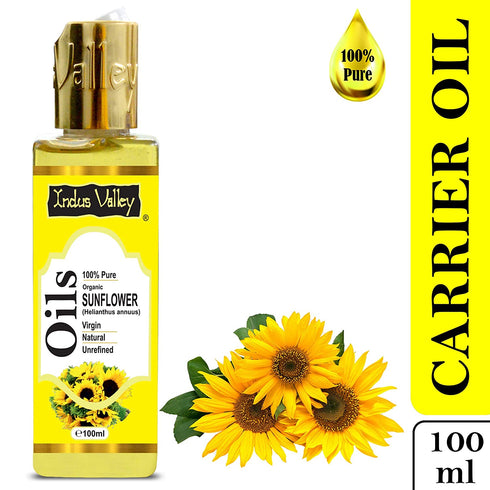 INDUS VALLEY Pure Sunflower Carrier Oil100% Pure and Natural Cold Pressed Sunflower Oil Helianthus 100ml