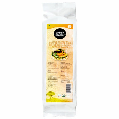 Urban Platter Organic Puffed White Rice Fenugreek, Cumin, Pepper Cakes, 125g