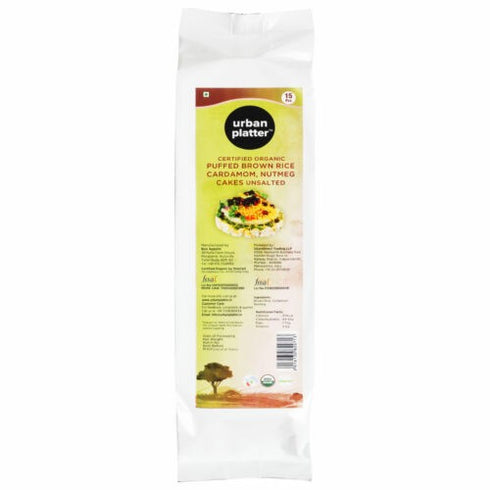 Urban Platter Organic Puffed Rice Cardamom, Nutmeg Cakes Unsalted, 125g