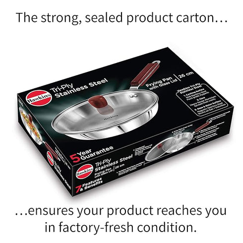 Hawkins TriPly Fry Pan 26 cm Diameter with Lid 1.8 L Capacity (SSF26G)