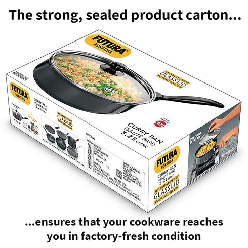 Hawkins Futura Non-stick Curry Pan 24 cm Diameter with Glass Lid 3.25 L (NCP325G)