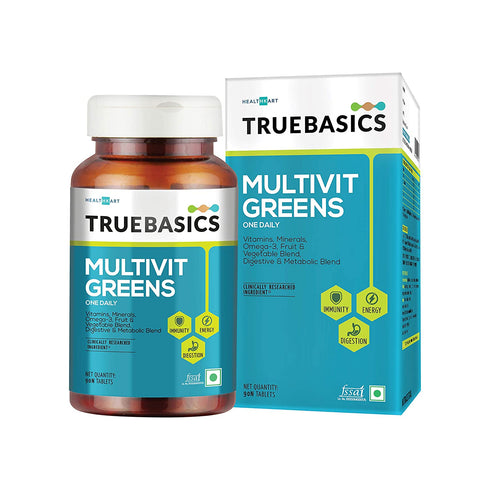 TrueBasics Multivit Greens All Veg Multivitamin with Natural Extracts, 90 tablet