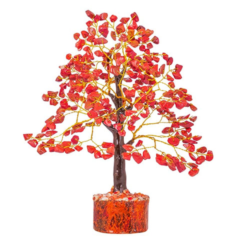 Red Jasper Crystal Tree With Golden Wire