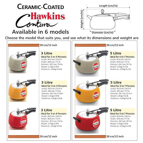 Hawkins Ceramic Coated Contura 3 L Pressure Cooker (CAG30)